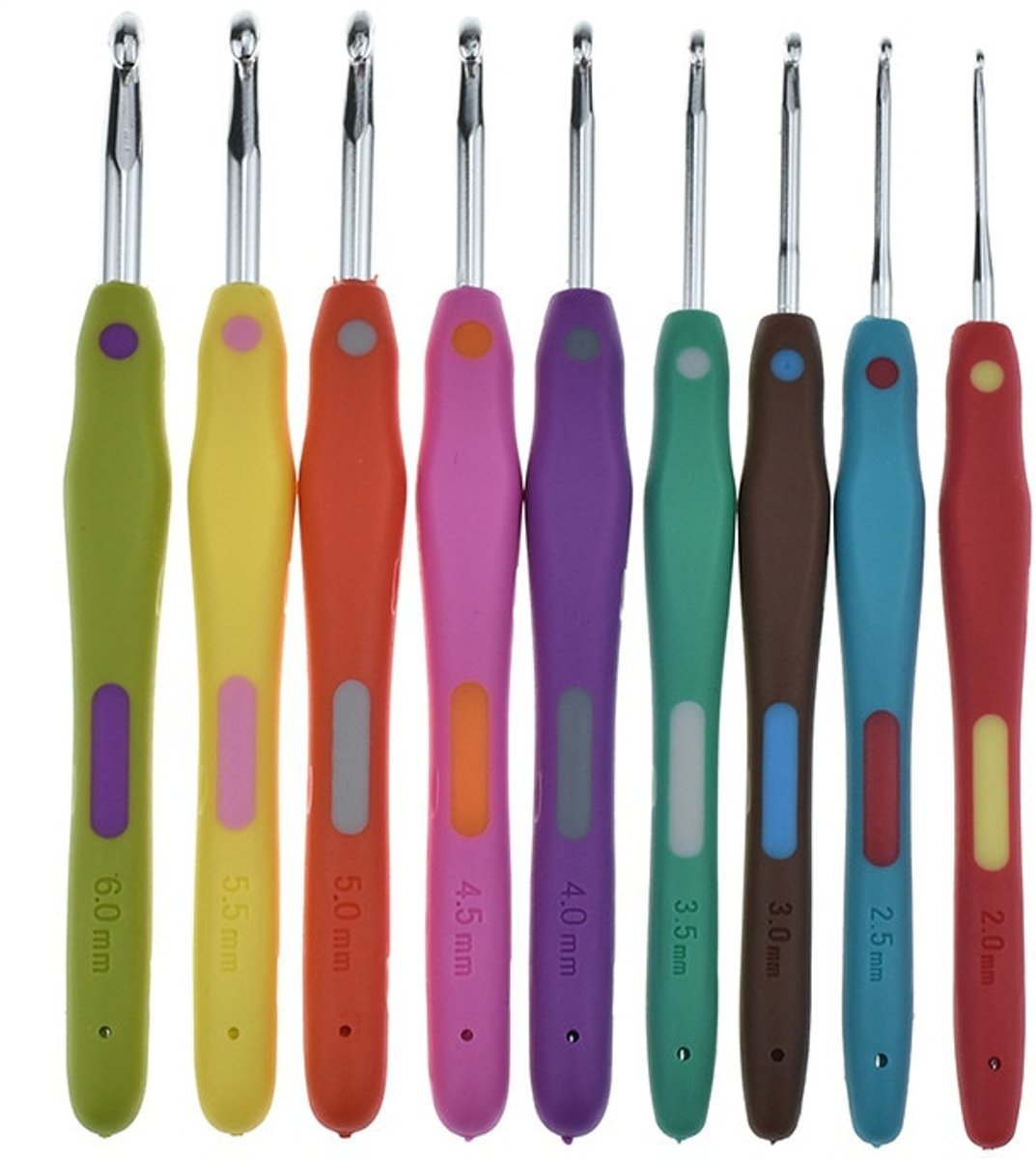 Haaknaaldenset | ergonomisch | soft handgreep | 2.0mm - 6.0mm | 9 stuks